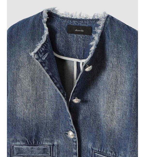 allureville「デニムノーカラージャケット」|ノーカラージャケット|