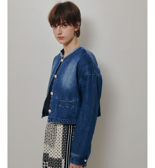 allureville「デニムノーカラージャケット」|ノーカラージャケット|