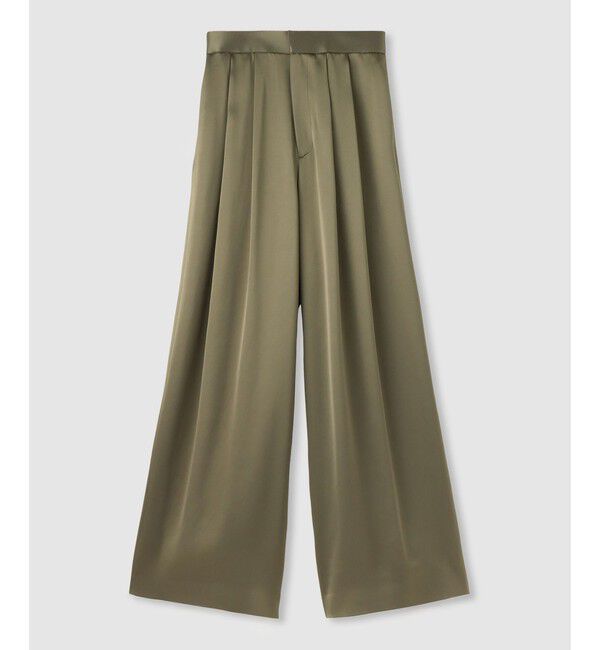 LOULOU WILLOUGHBY「【LOULOU WILLOUGHBY】サテンタックパンツ」|チノ|カーキ