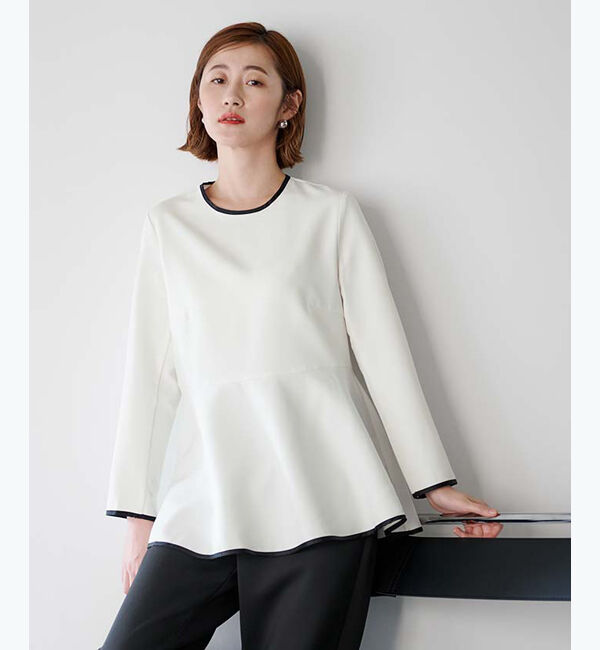 ur's「パイピングペプラムトップス」|Tシャツ・カットソー|ホワイト