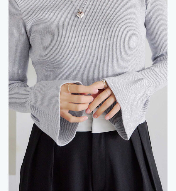 titivate「クルーネックベルスリーブニット」|ニット・セーター|