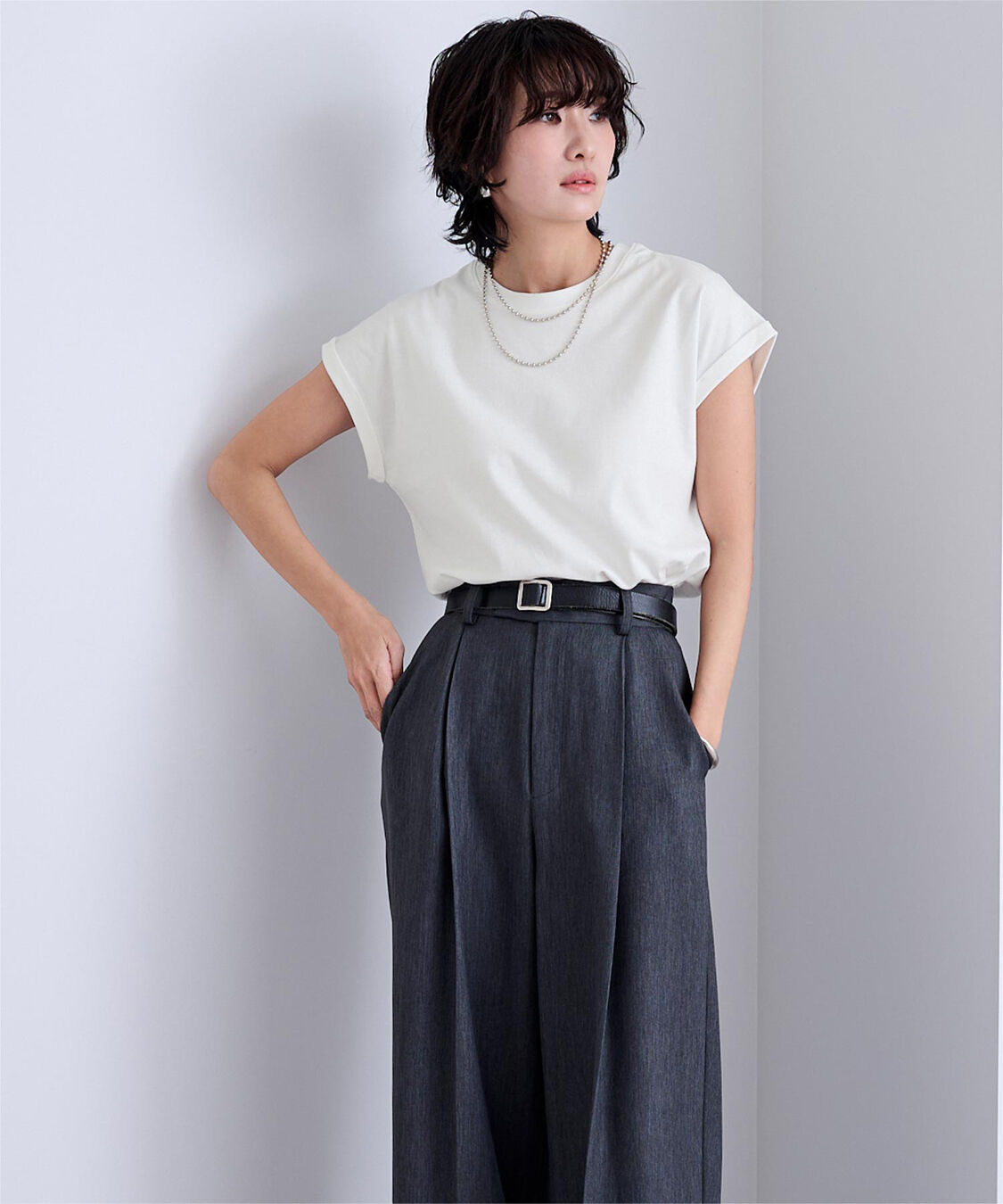 ur's「汗染み防止ダブルカフスTシャツ」|Tシャツ・カットソー|