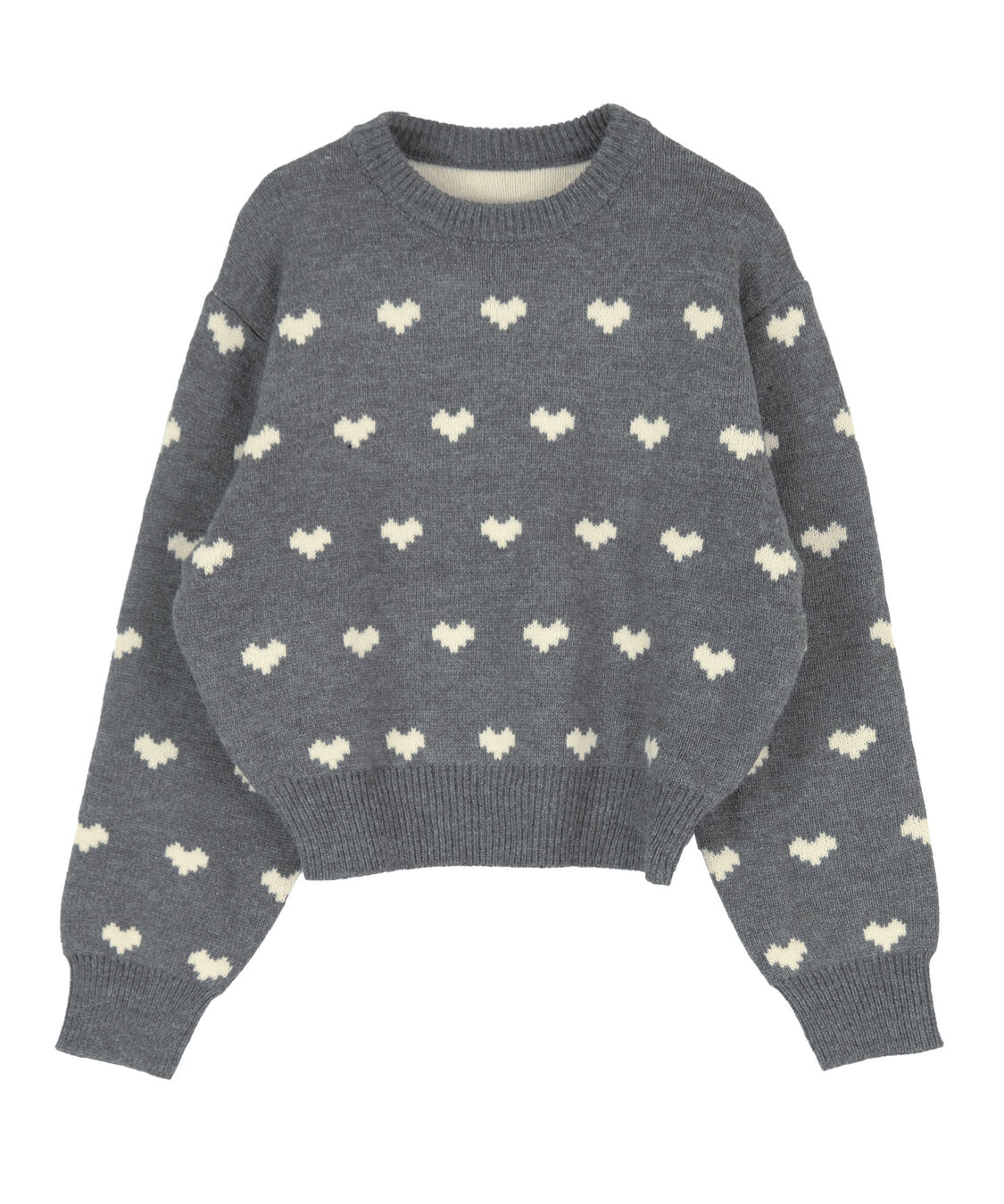 titivate「ハート柄ニットプルオーバー」|ニット・セーター|グレー