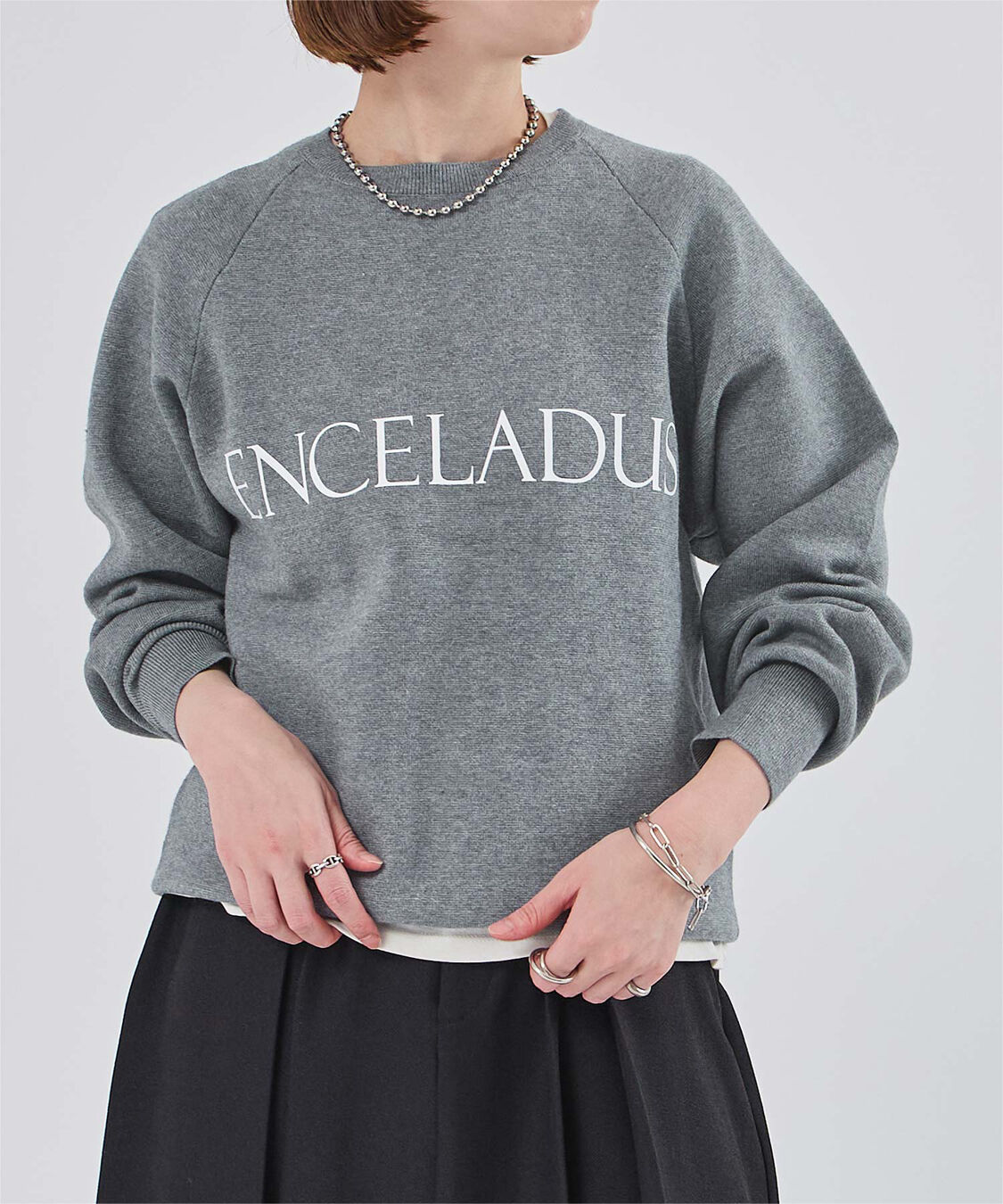 ur's「スウェットライクロゴニット」|ニット・セーター|杢グレー