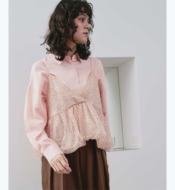 titivate「ヘムバルーンスパンコールキャミソールビスチェ」|キャミソール|ピンク