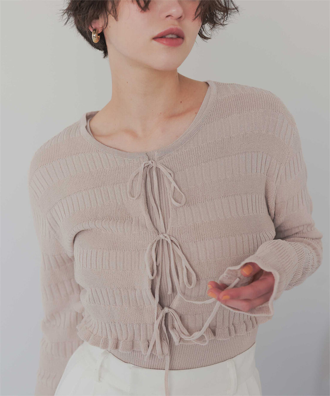 titivate「【さやかさんS/Sコラボ】リボンデザインカーディガン/ノースリーブニットセット」|ニット・セーター|