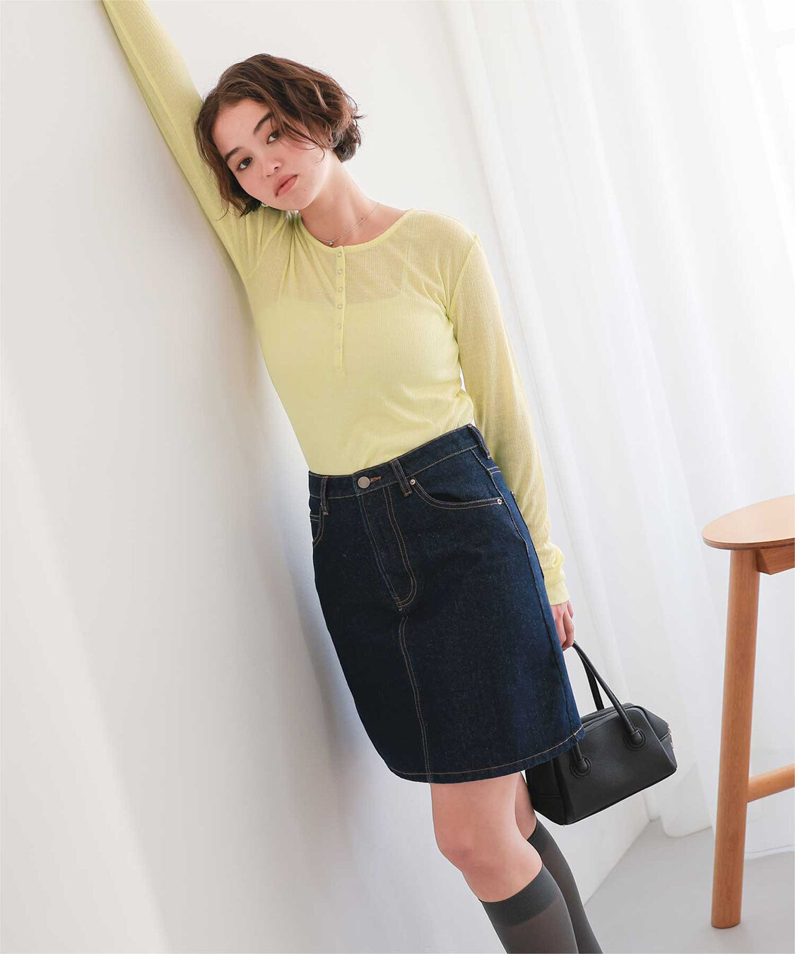 titivate「シアーテレコヘンリーネックトップス」|Tシャツ・カットソー|