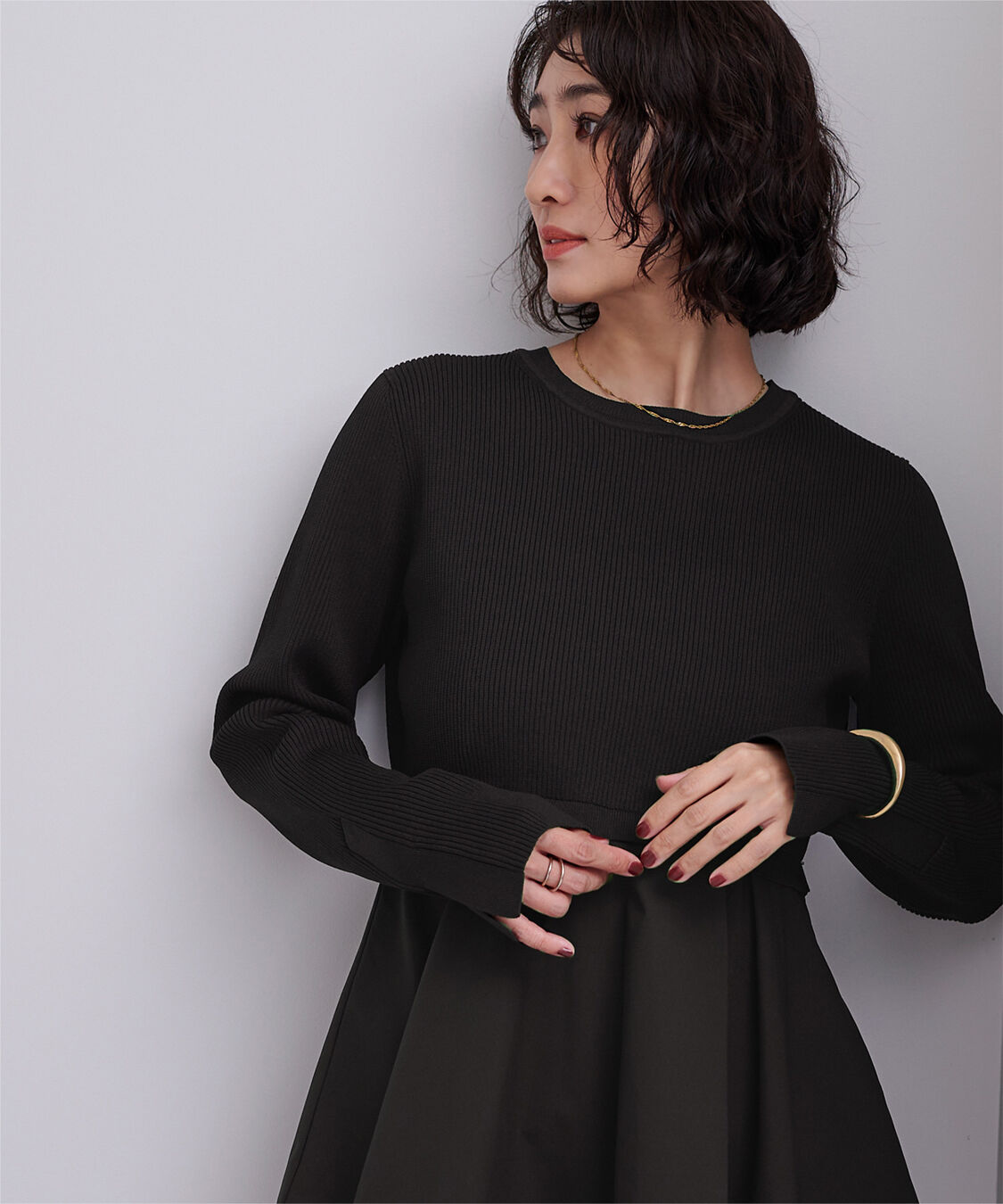 ur's「タフタペプラムドッキングニット」|ニット・セーター|