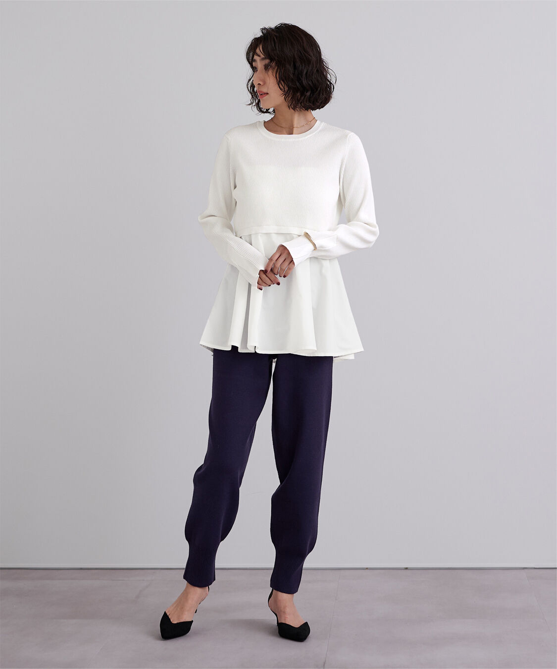 ur's「タフタペプラムドッキングニット」|ニット・セーター|