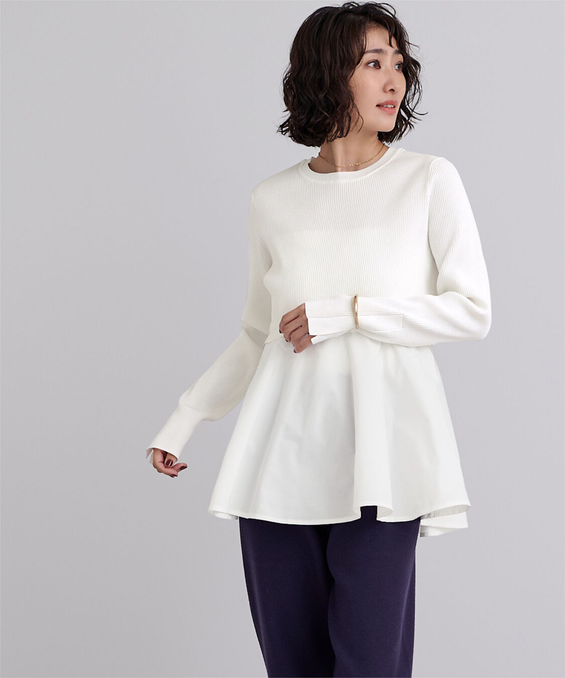 ur's「タフタペプラムドッキングニット」|ニット・セーター|