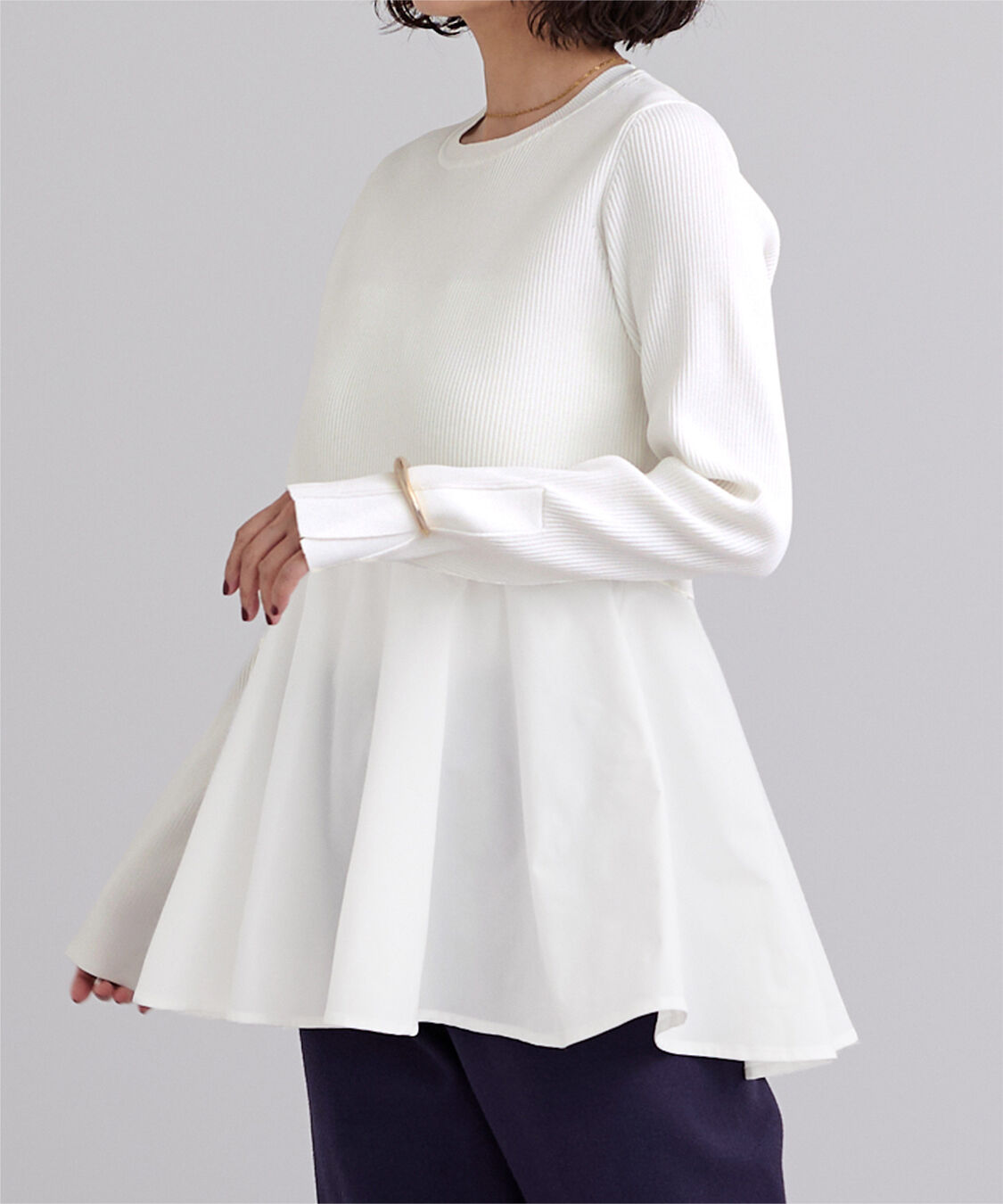 ur's「タフタペプラムドッキングニット」|ニット・セーター|