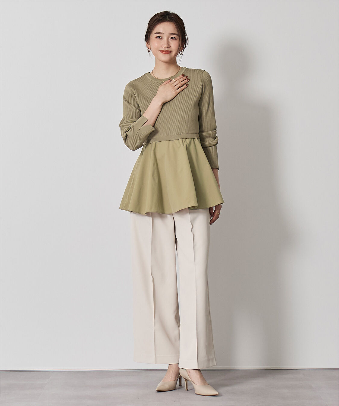 ur's「タフタペプラムドッキングニット」|ニット・セーター|