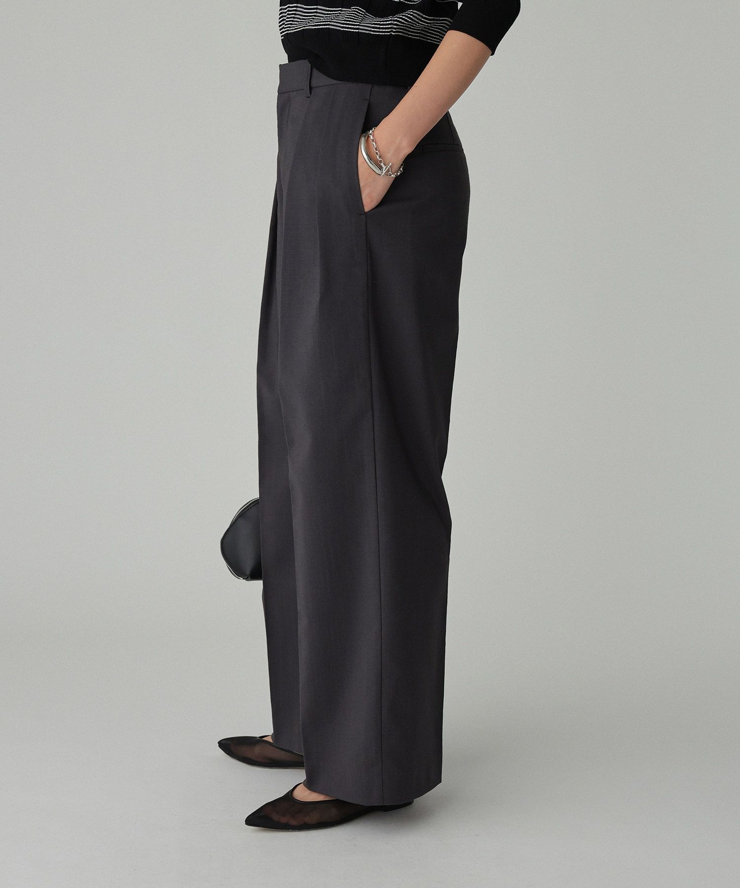 BABYLONE「【多機能素材】リネンライクストレッチスラックス」|スラックス|