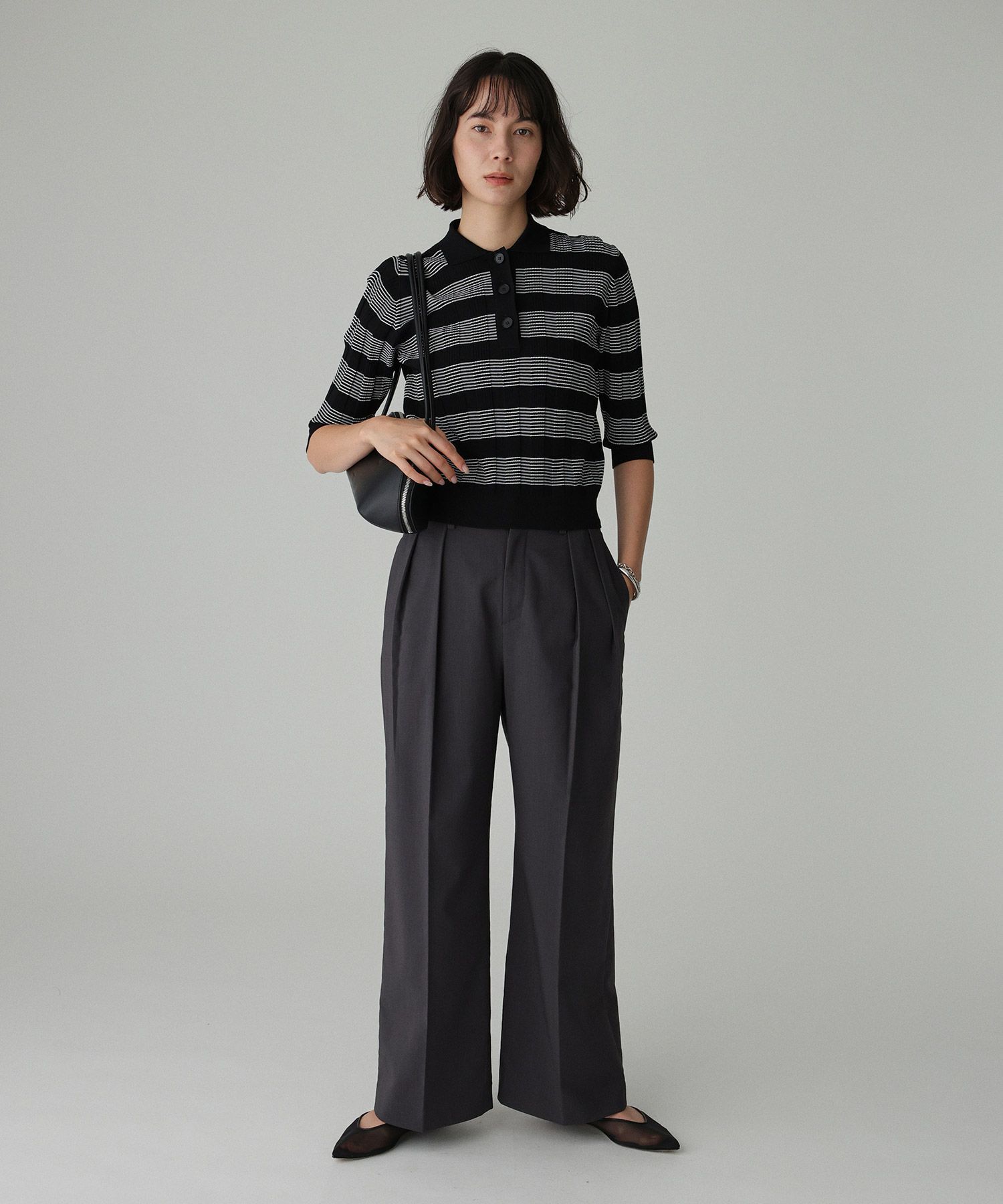 BABYLONE「【多機能素材】リネンライクストレッチスラックス」|スラックス|