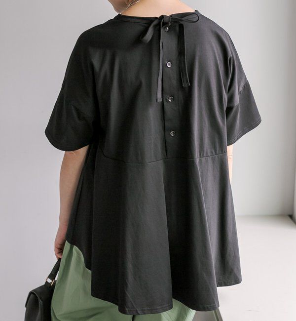  「《リバイバル》【WEB限定/Du noir】バックリボンペプラムTシャツ」|Tシャツ・カットソー|ブラック