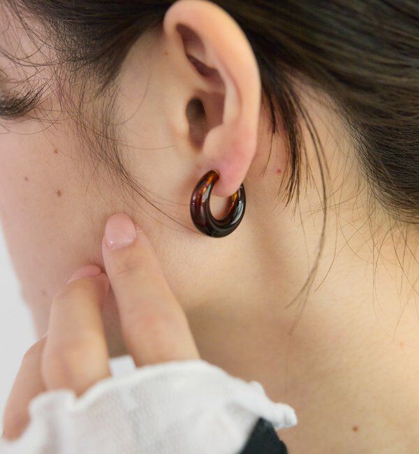  「《追加》べっ甲風フープイヤリング」|ネックレス|