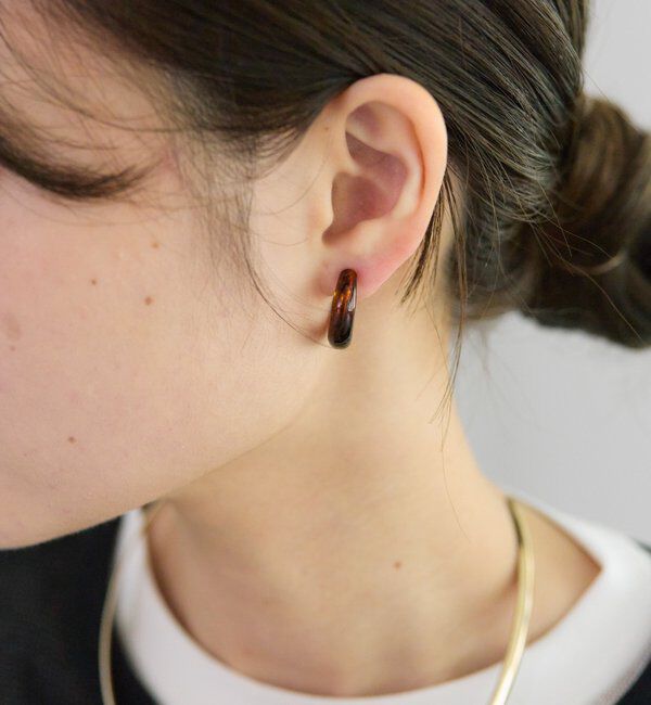  「《追加》べっ甲風フープイヤリング」|ネックレス|