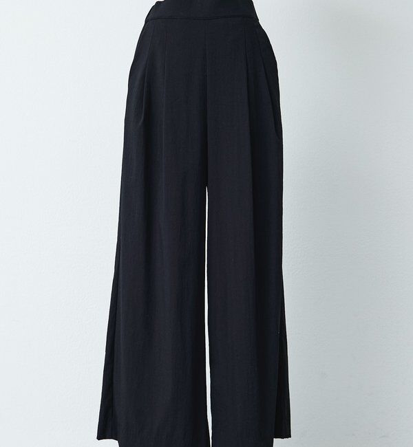  「レーヨンナイロンストレッチタックワイドパンツ」|スラックス|