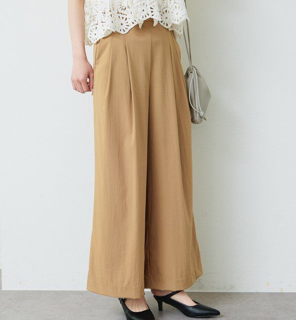  「レーヨンナイロンストレッチタックワイドパンツ」|スラックス|