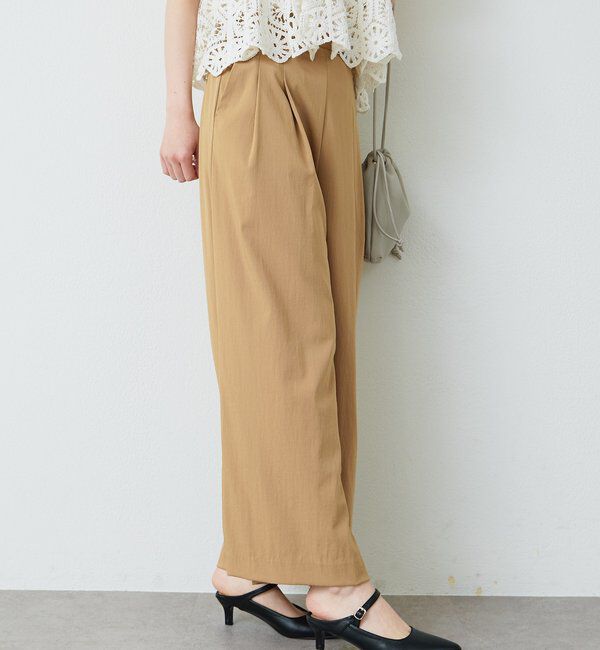  「レーヨンナイロンストレッチタックワイドパンツ」|スラックス|