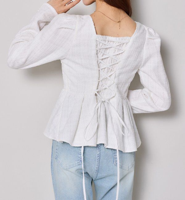  「バッグレースペプラムトップス」|シャツ・ブラウス|アイボリー