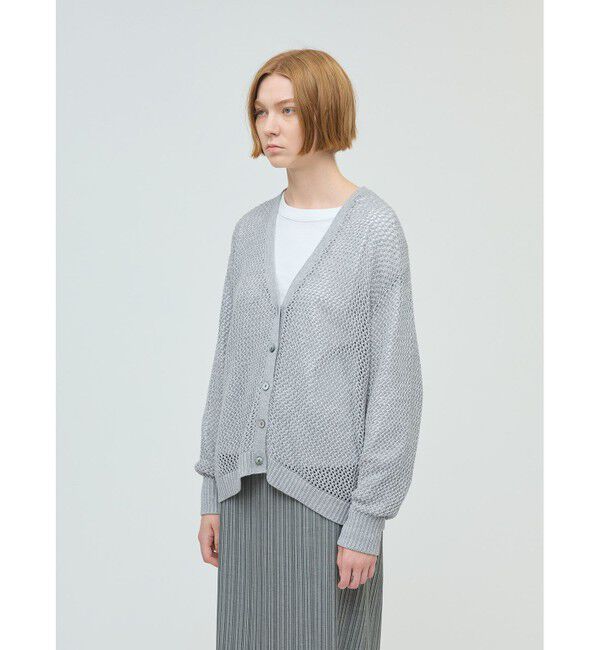 mizuiro ind「mizuiro ind メッシュVネックカーディガン」|カーディガン|