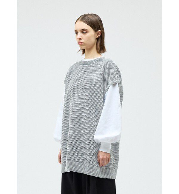 mizuiro ind「mizuiro ind ストーンウォッシュメッシュロングベスト」|ベスト・ジレ|