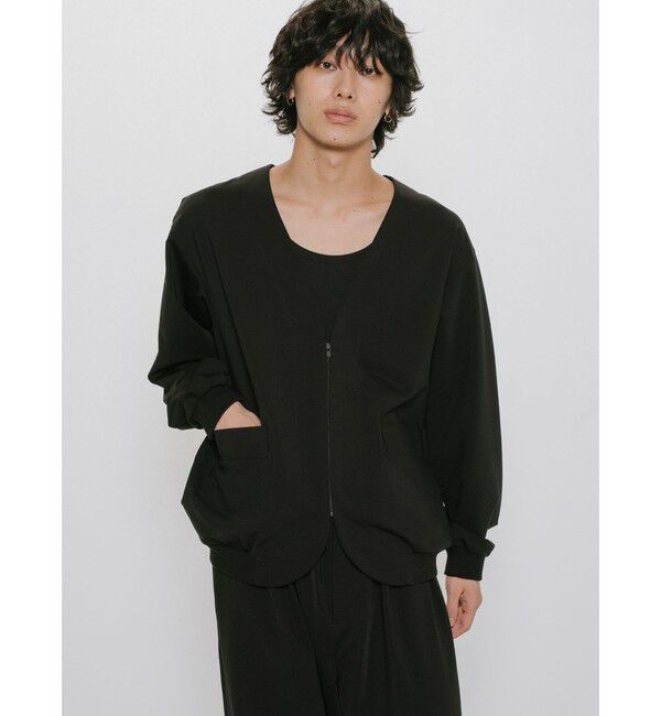 MIDIUMISOLID「MIDIUMISOLID Men&rsquo;s 圧縮ZIPカーディガン」|カーディガン|ブラック