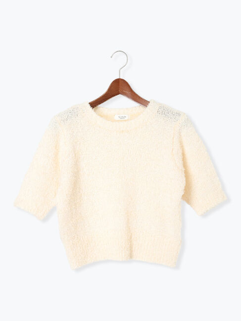 Te chichi TERRASSE「リボンヤーンハーフスリーブニット」|ニット・セーター|オフホワイト