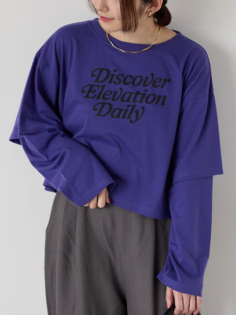 Te chichi TERRASSE「フェイクレイヤードプリントTシャツ」|Tシャツ・カットソー|パープル