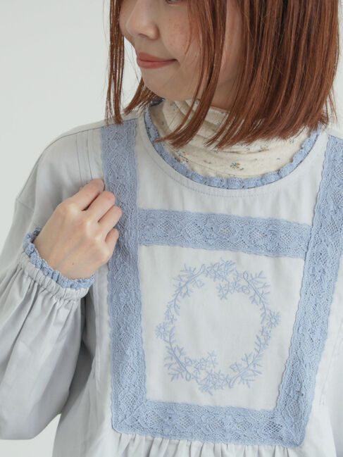 Samansa Mos2「胸元モチーフ刺繍レースブラウス」|シャツ・ブラウス|