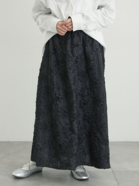 Samansa Mos2「花柄テープ刺繍フレアスカート」|スカート|