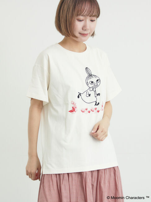 Samansa Mos2「【MOOMIN&times;Samansa Mos2】ぽこぽこ刺繍Tシャツ」|Tシャツ・カットソー|オフホワイト
