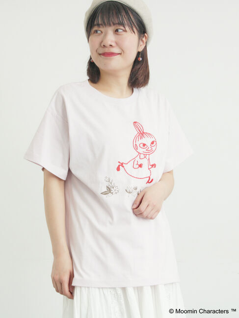 Samansa Mos2「【MOOMIN&times;Samansa Mos2】ぽこぽこ刺繍Tシャツ」|Tシャツ・カットソー|ピンク