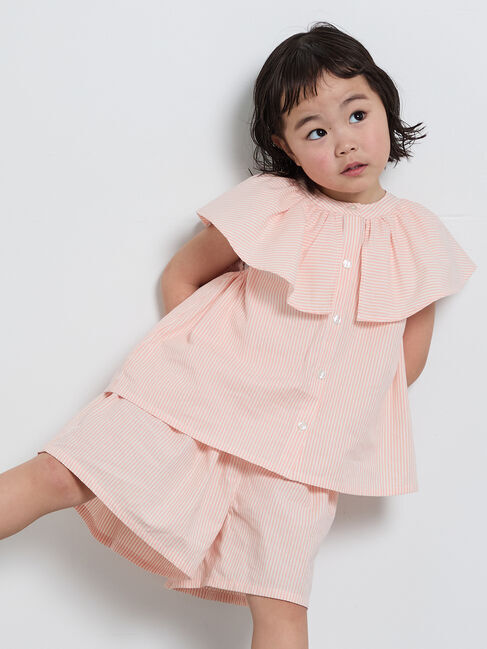 Samansa Mos2 Lagom「☆ストライプ柄ビッグカラーブラウス(セットアップ可)」|シャツ・ブラウス|レッド