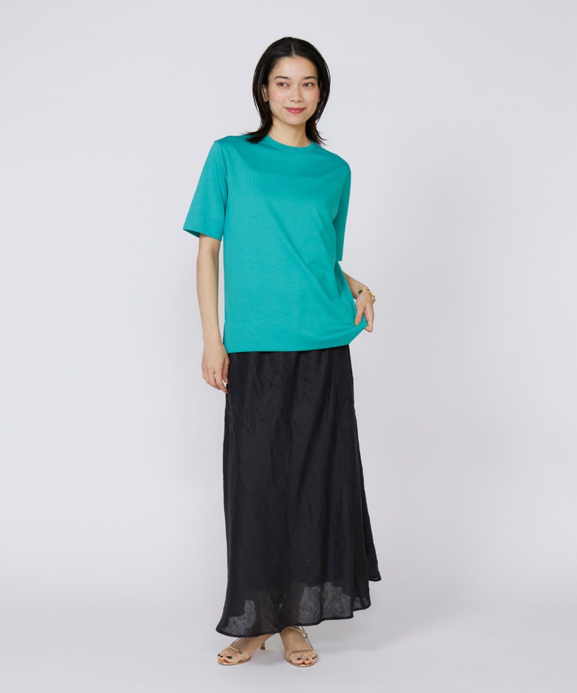 INED「《大きいサイズ》サイドスリットデザインTシャツ」|Tシャツ・カットソー|