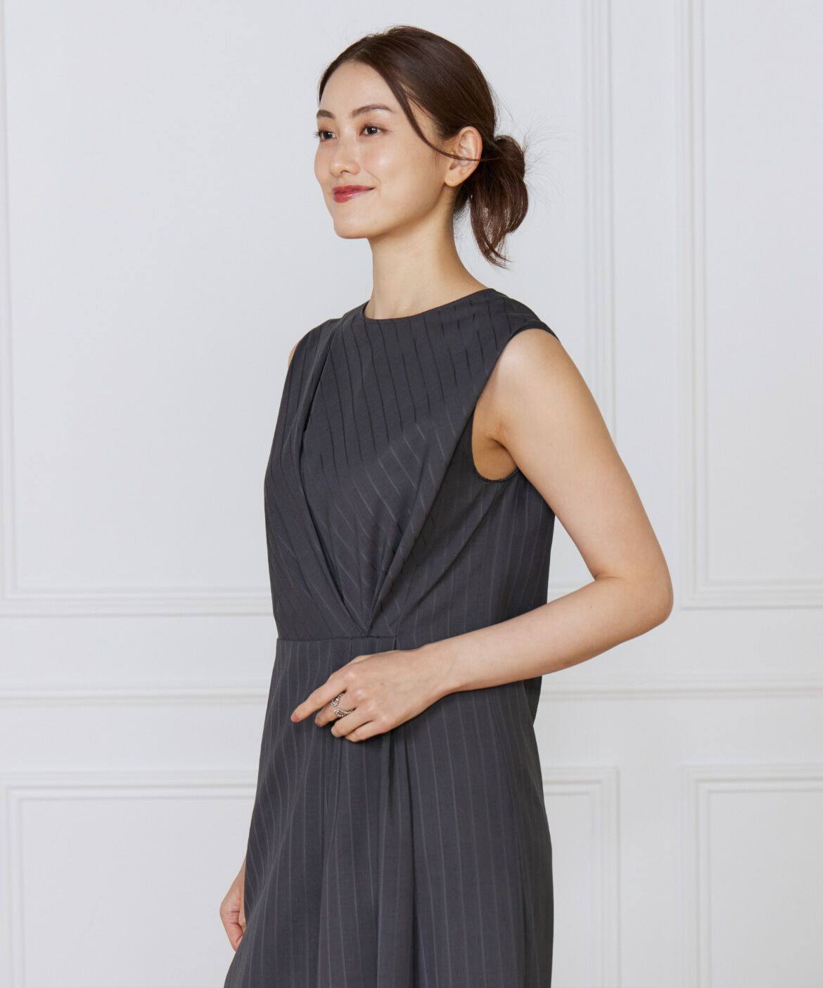 INED「《大きいサイズ》ウエストタックワンピース」|ワンピース|