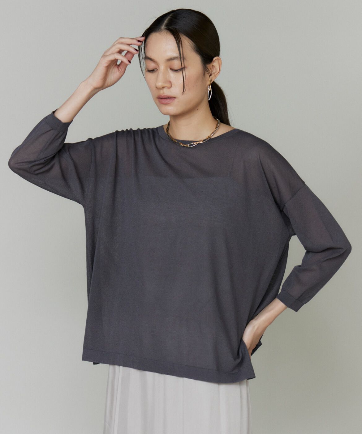 INED「オーバーサイズボートネックニット」|ニット・セーター|