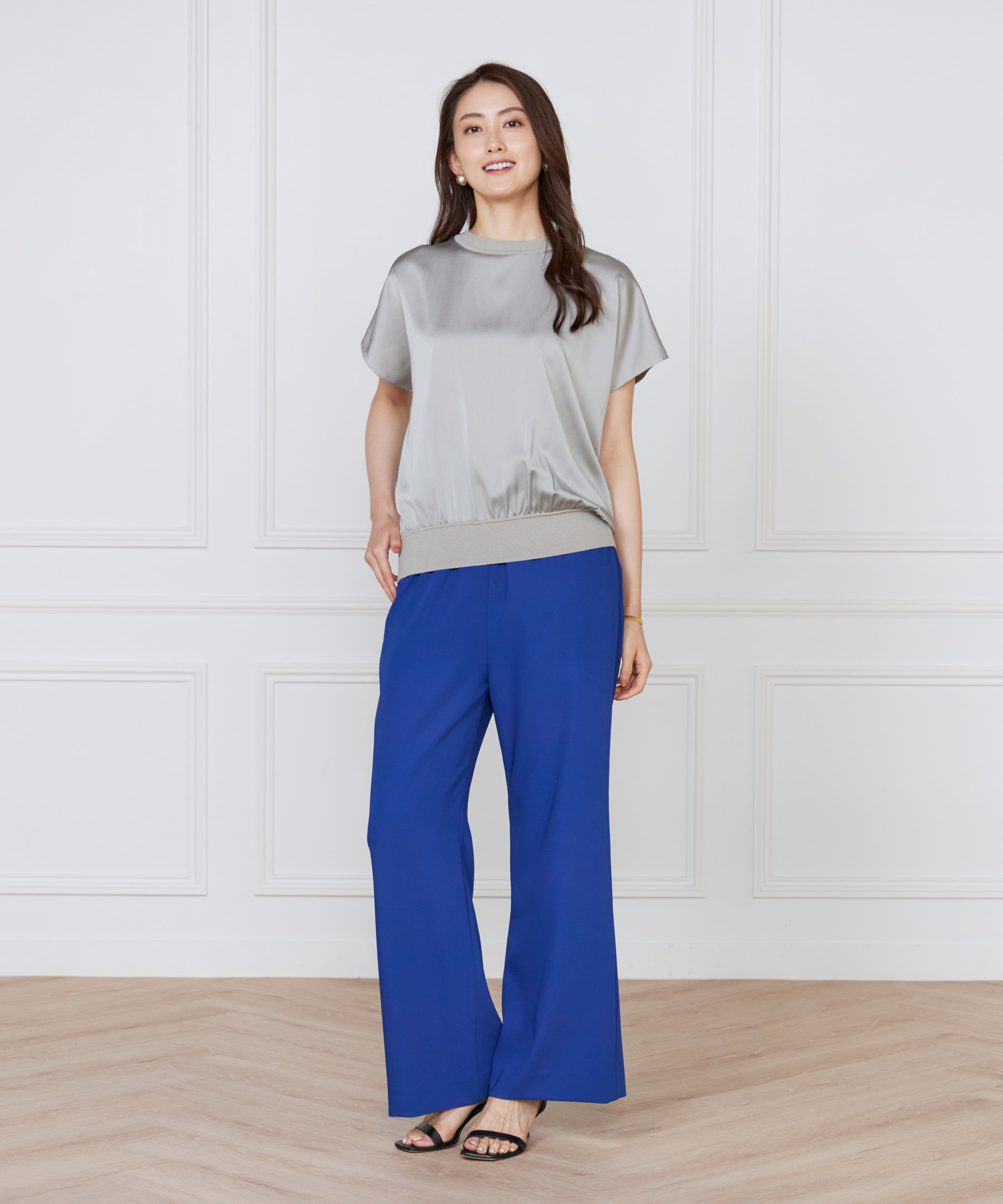 Le Souk「シルキーライクフレンチスリーブニットプルオーバー」|ニット・セーター|