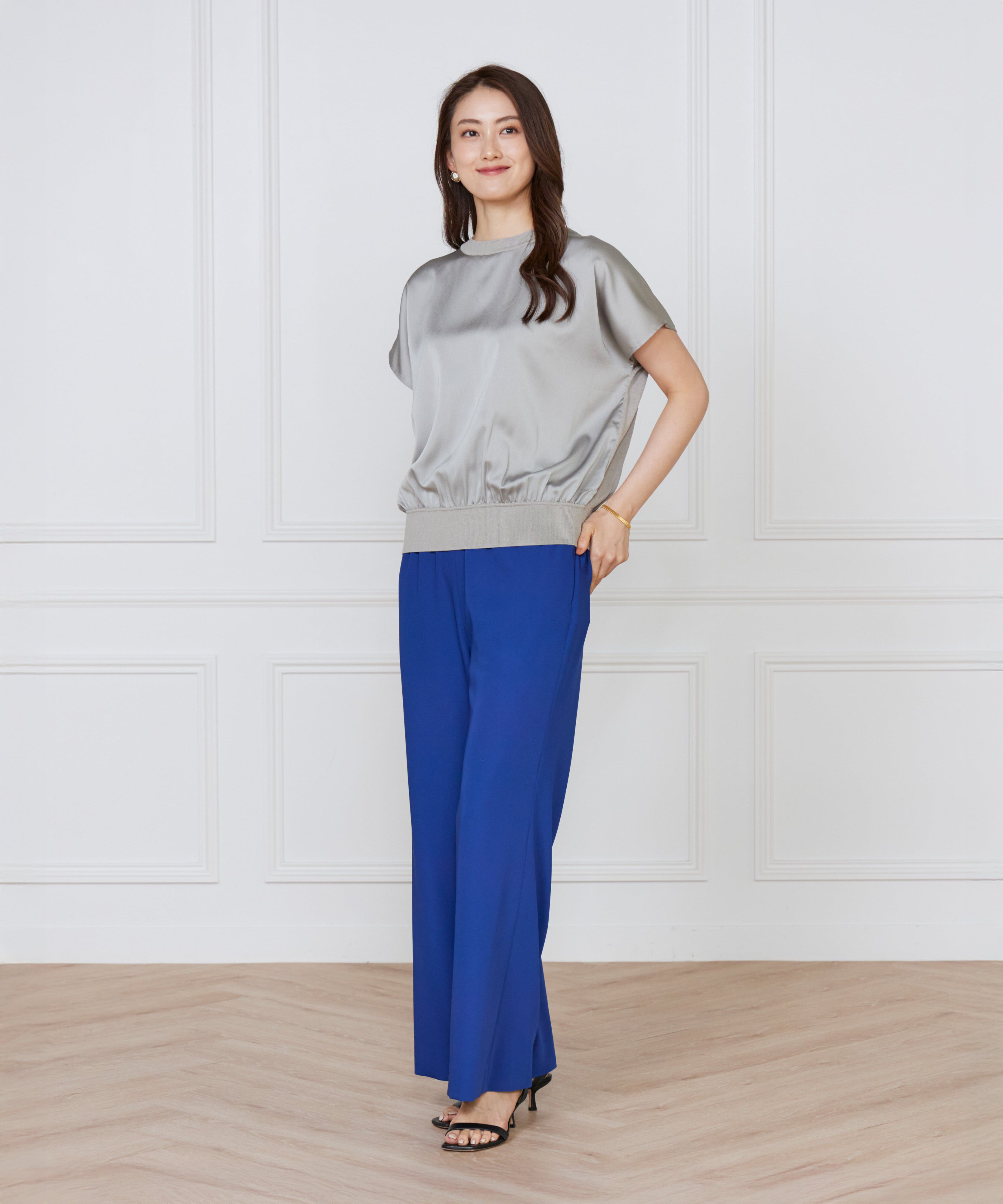 Le Souk「シルキーライクフレンチスリーブニットプルオーバー」|ニット・セーター|