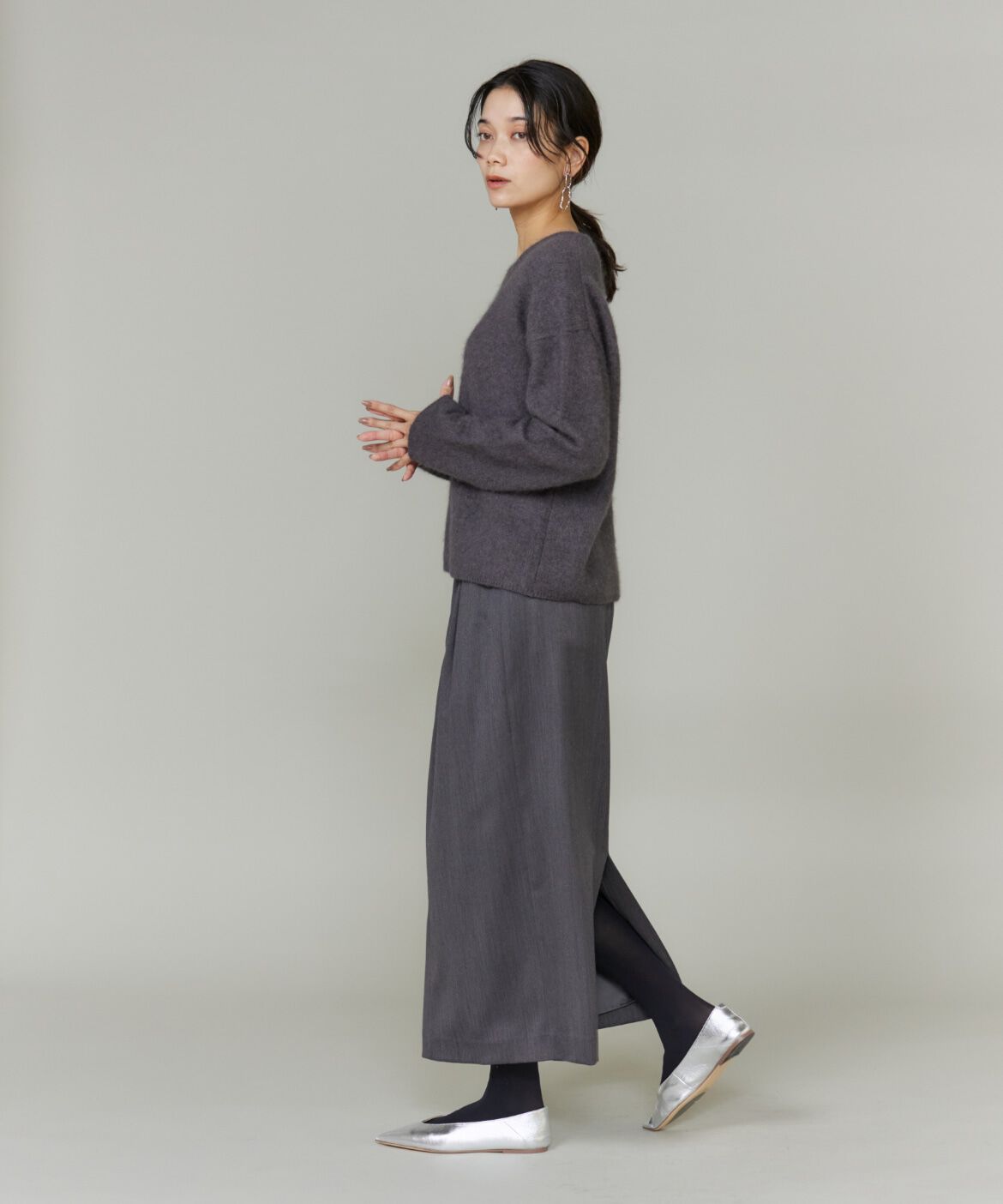 INED「《大きいサイズ》チャイニーズラクーンVネックニット」|ニット・セーター|