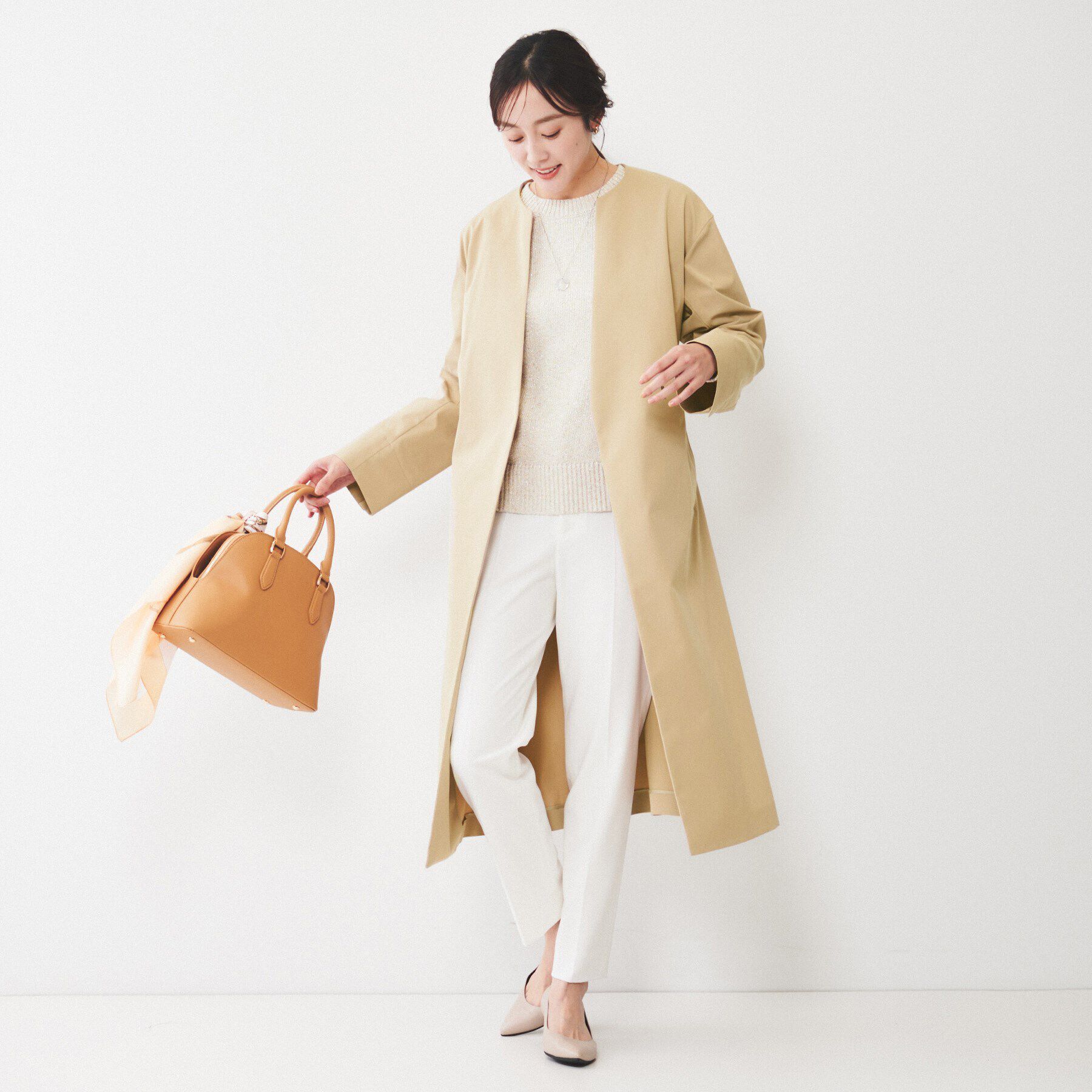 UNTITLED「【撥水】コットンライク ストレッチコート」|ノーカラーコート|