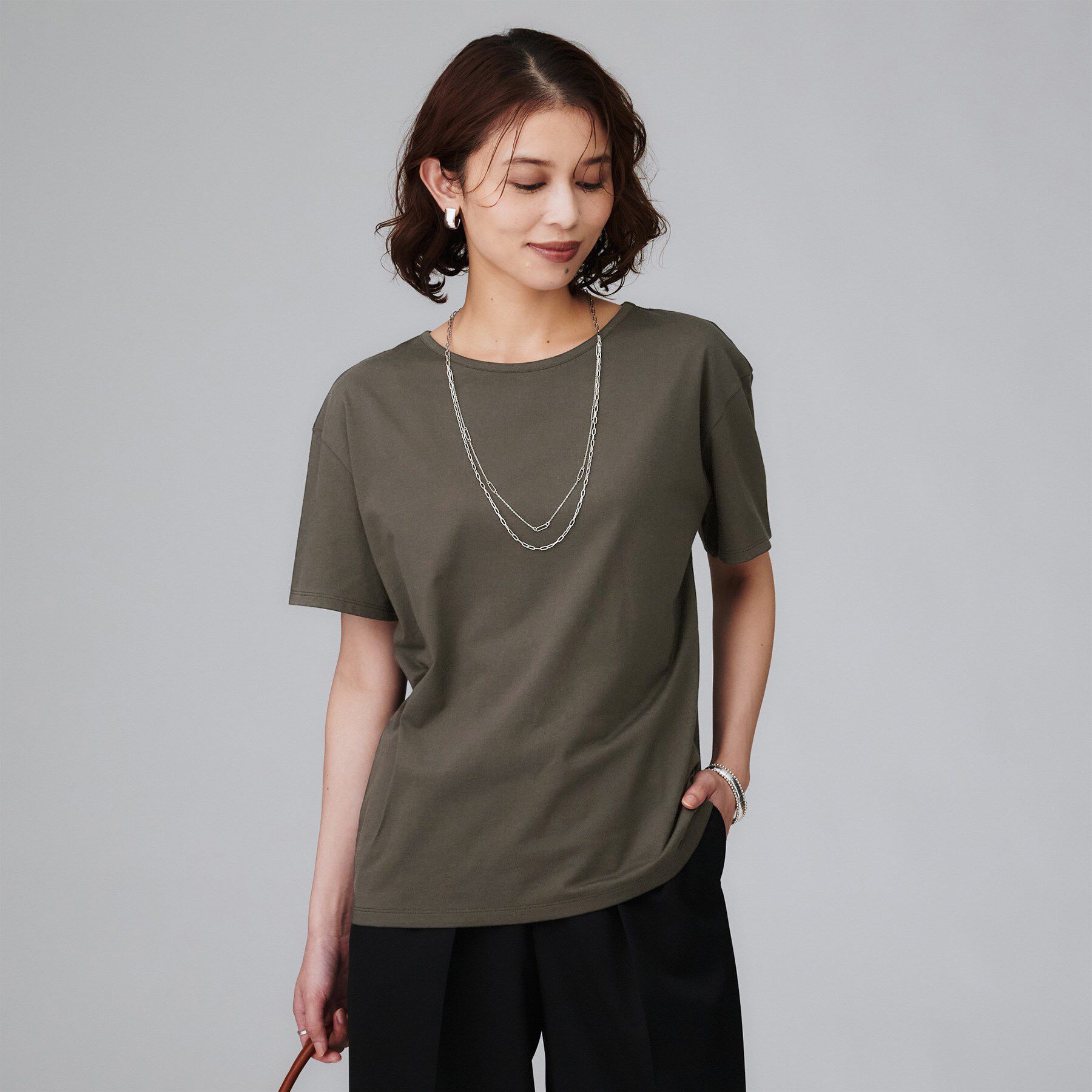 UNTITLED「【接触冷感／コットン100／洗える／Tシャツ】半袖天竺プルオーバー」|Tシャツ・カットソー|