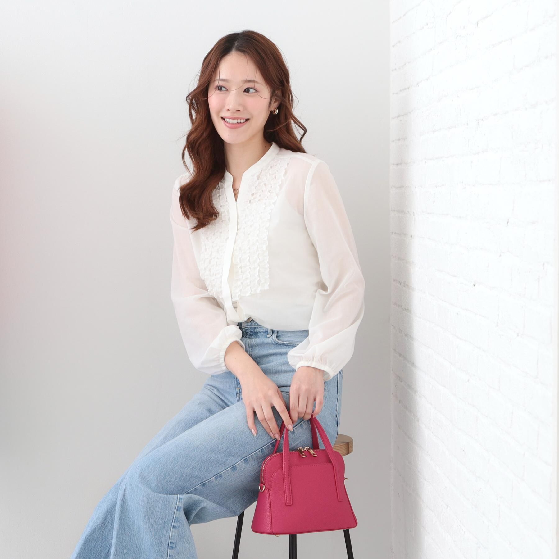 COUP DE CHANCE「【手洗い可/きれいめ服】シアーローンフリルブラウス」|シャツ・ブラウス|