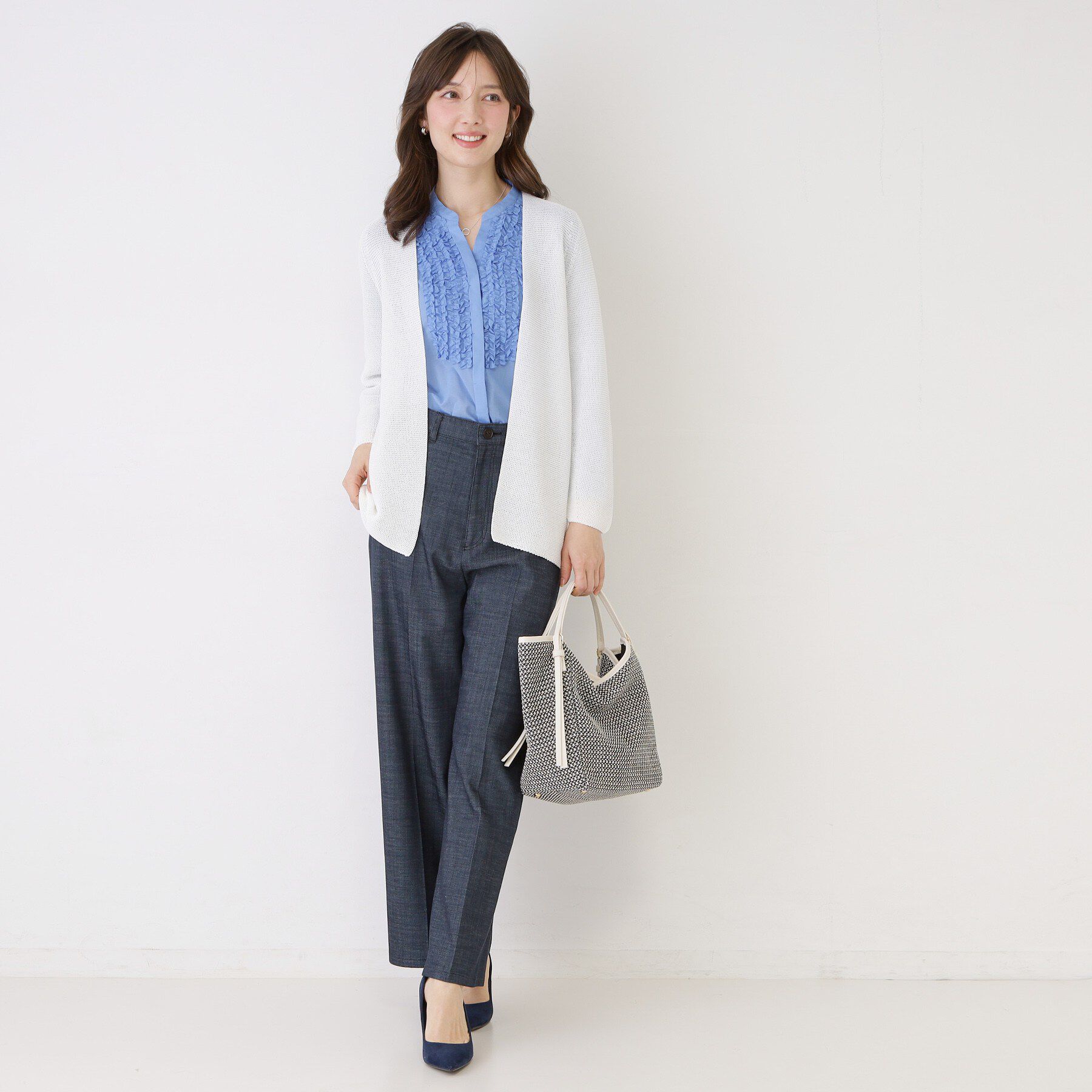 COUP DE CHANCE「【手洗い可／日本製／清涼感／ヒップ丈】麻調着流しカーディガン」|カーディガン|