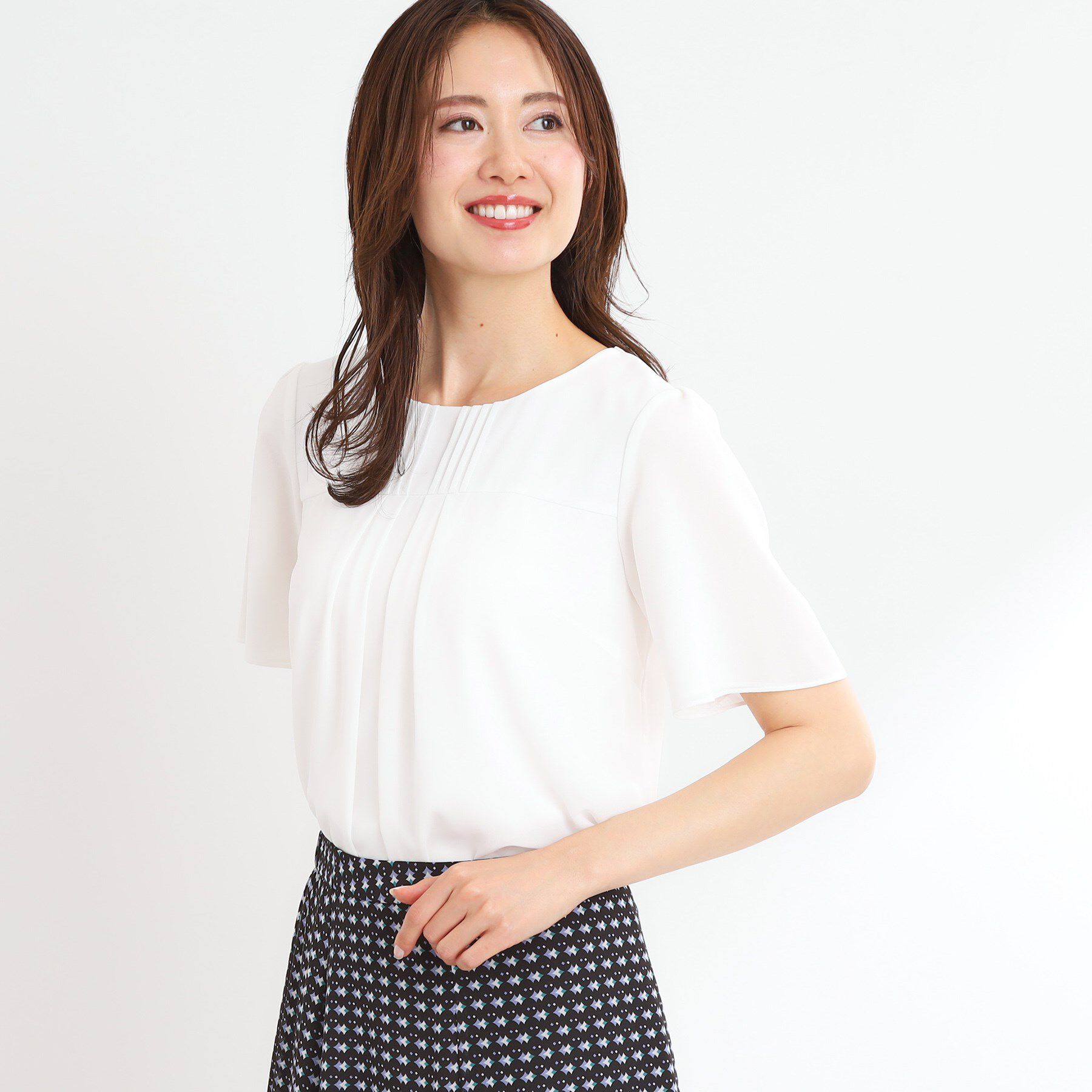 Reflect「【マシンウォッシュ可】横切替ピンタックデザインブラウス」|シャツ・ブラウス|