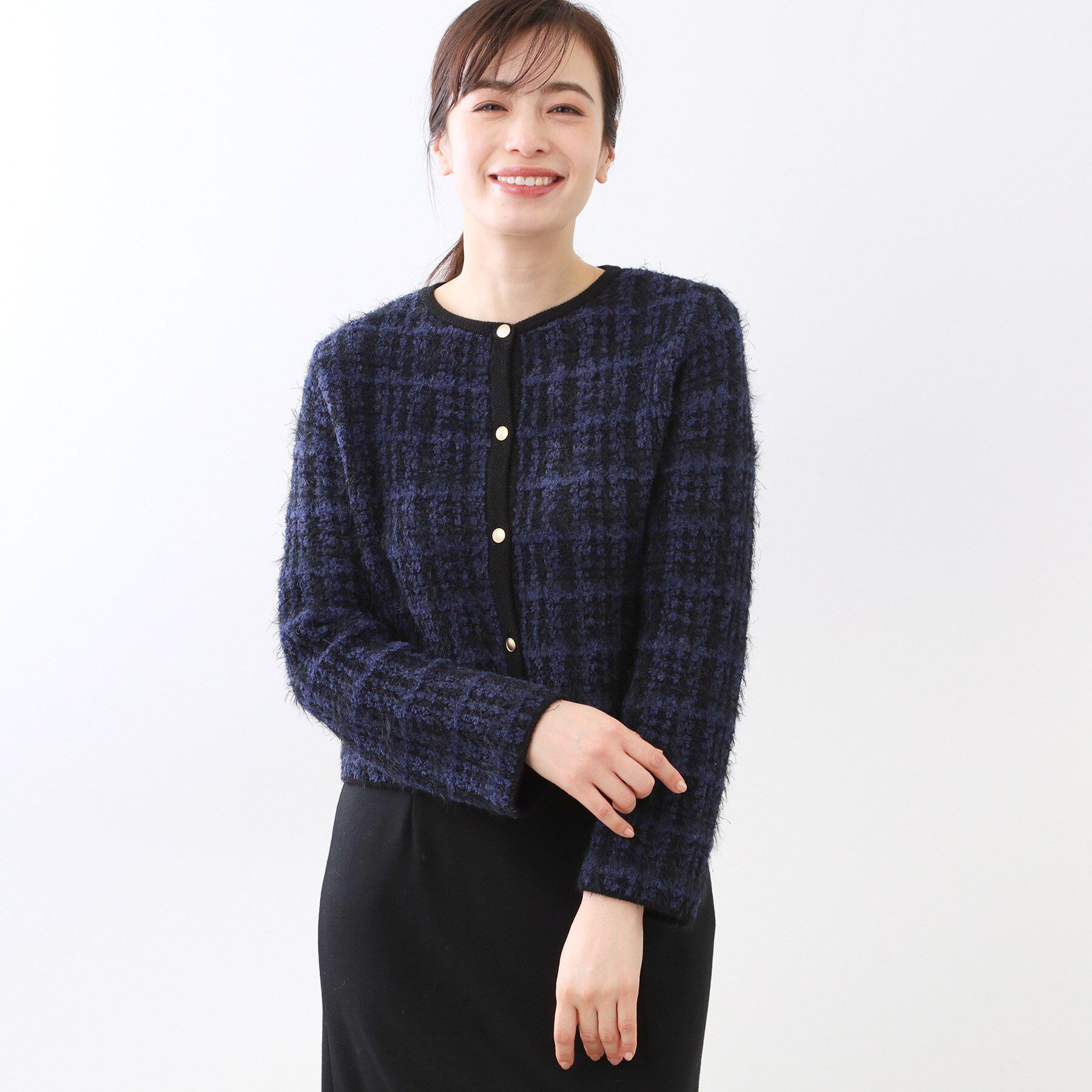 Reflect「【お食事会やお出かけに◎】ふんわりジャカード編みカーディガン」|カーディガン|