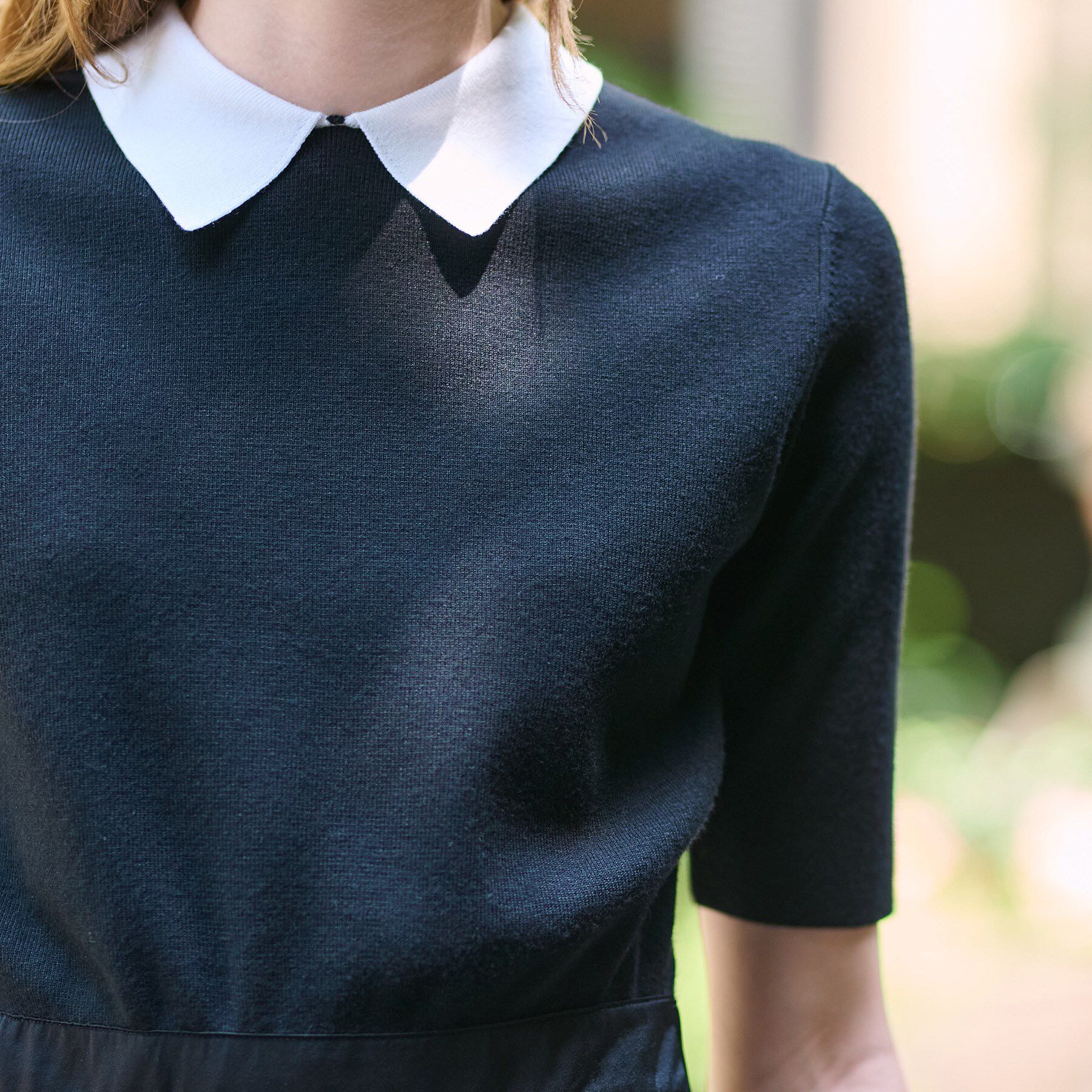 DRESSTERIOR「【美人百花／モデル美香着用】オーバーラップバイカラーニットコンビワンピース」|ワンピース|