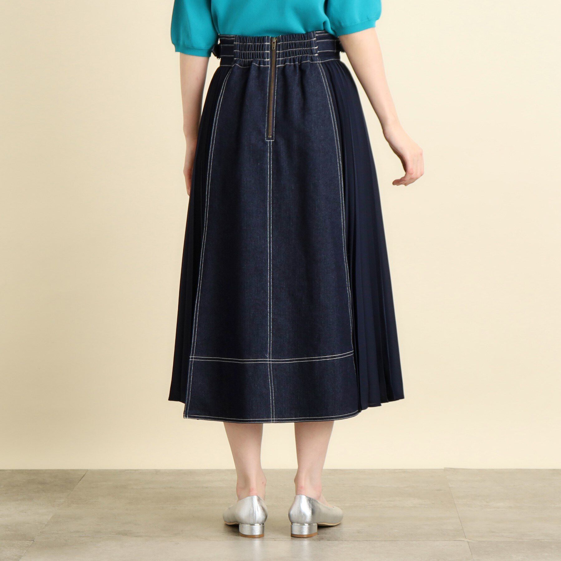 grove「【高身長さん向け＋6cm】デニムサイドプリーツスカート」|スカート|