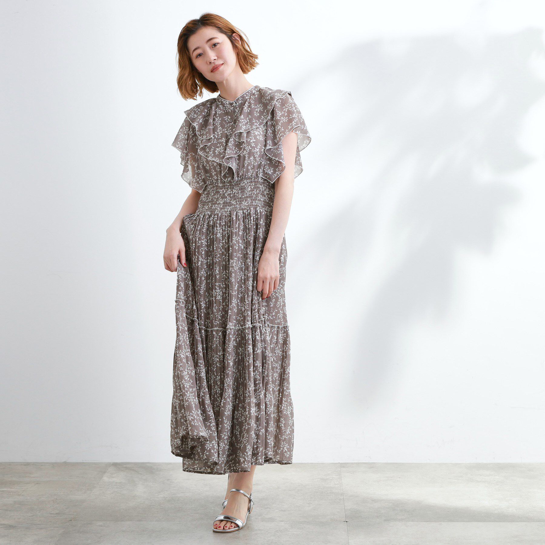 grove「夏の主役シフォンプリントプリーツワンピース」|ワンピース|